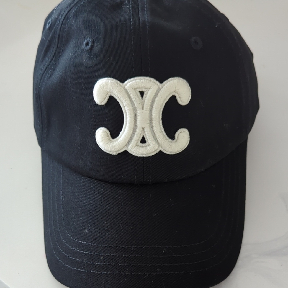 Celine Black Cap with White Logo